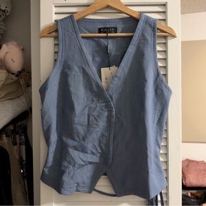 Kaiia Tailored Vest-Style Top | Soft Blue | 8 | NWT